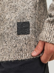 JACK & JONES Cream Fleck Mock Neck Knit Jumper - Image 6 of 7
