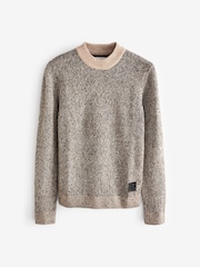 JACK & JONES Cream Fleck Mock Neck Knit Jumper - Image 7 of 7