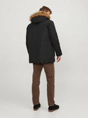 JACK & JONES Black Faux Fur Trim Hooded Parka - Image 2 of 5