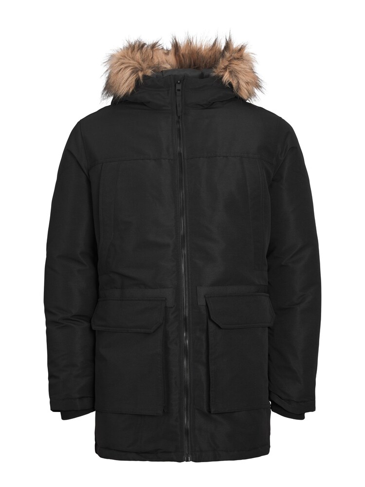 JACK & JONES Black Faux Fur Trim Hooded Parka - Image 5 of 5