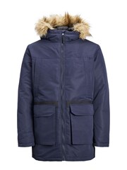 JACK & JONES Blue Faux Fur Trim Hooded Parka - Image 5 of 5