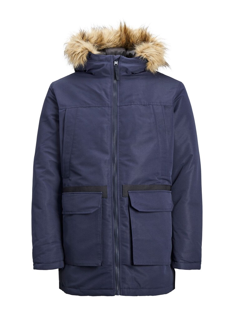 JACK & JONES Blue Faux Fur Trim Hooded Parka - Image 5 of 5