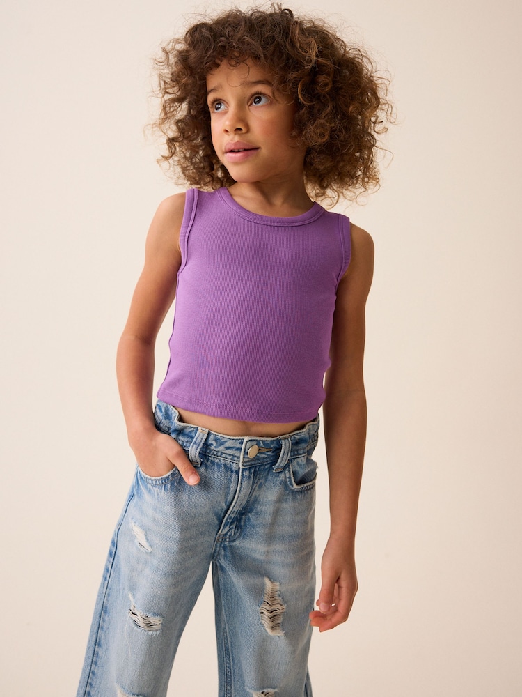 Purple Boxy Rib Vest (3-16yrs) - Image 1 of 7