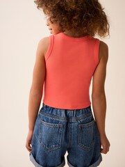 Coral Pink Boxy Rib Vest (3-16yrs) - Image 4 of 7