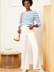Love & Roses Blue Pointelle Scallop Neck Knitted Top - Image 4 of 4