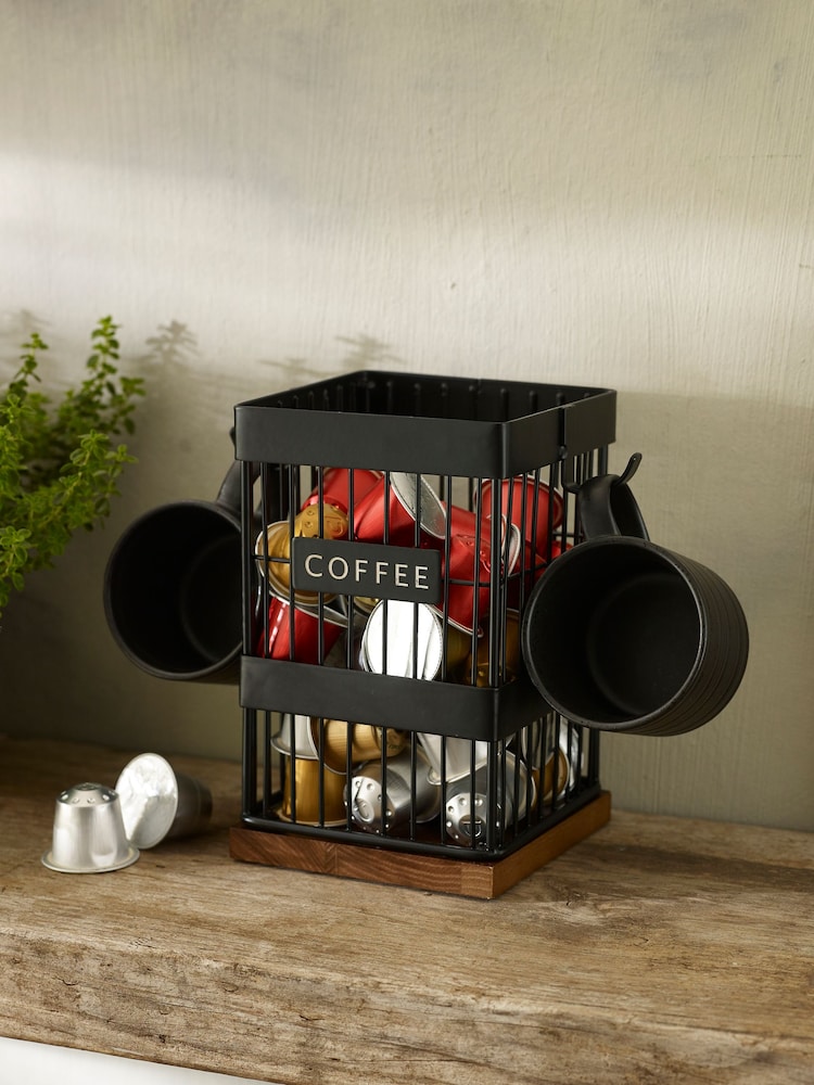 Black Bronx Coffee Pod Holder With Mug Hooks - Image 1 of 4