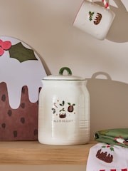 White Christmas Pudding Biscuit Jar - Image 1 of 3