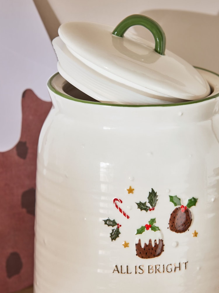 White Christmas Pudding Biscuit Jar - Image 2 of 3