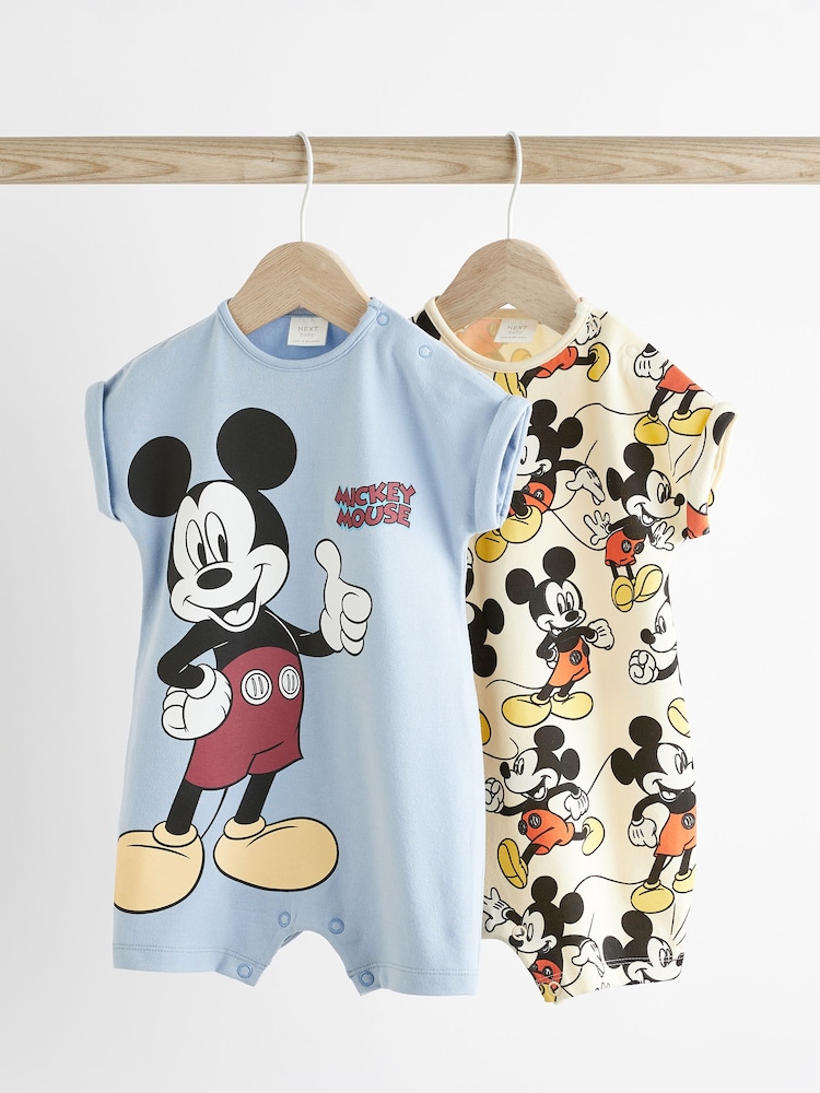 Cream/Mickey Mouse bleu - Barboteuse Jersey Baby 2 Pack - Image 1 of 7