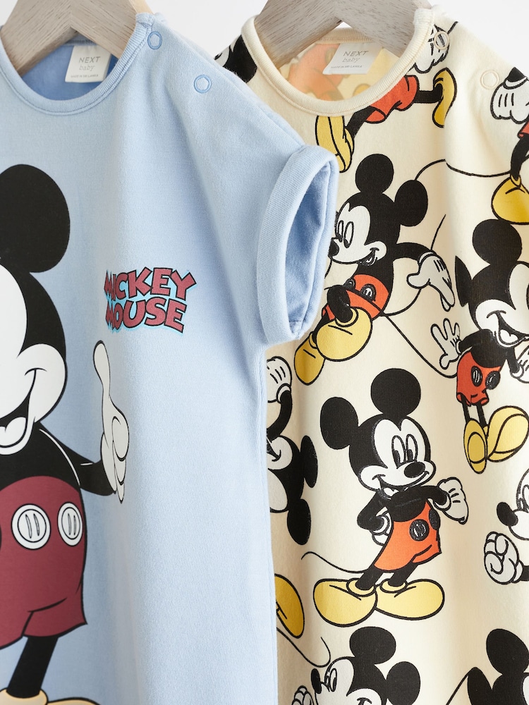 Cream/Mickey Mouse bleu - Barboteuse Jersey Baby 2 Pack - Image 3 of 7
