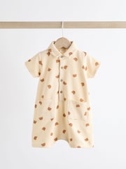Navy Blue/Cream Bear Collar Jersey Rompers 2 Pack - Image 4 of 9