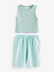 Blue Rib Vest and Sweat Short Set (3-16yrs) - Image 5 of 7