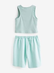 Blue Rib Vest and Sweat Short Set (3-16yrs) - Image 6 of 7