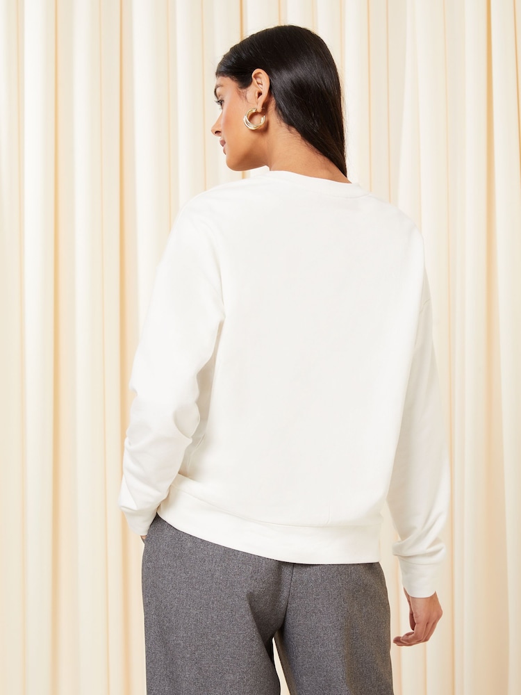 Weiß - Friends Like These langärmliges Sweatshirt mit Rundhalsausschnitt - Bild 4 von 4