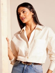 Friends Like These White Cotton Poplin Long Sleeve Button Through Shirt - Image 1 of 4