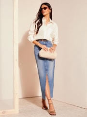 Friends Like These White Cotton Poplin Long Sleeve Button Through Shirt - Image 3 of 4
