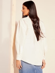 Friends Like These White Cotton Poplin Long Sleeve Button Through Shirt - Image 4 of 4