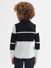 Mornarsko modra/bela - Reiss Tokyo Colour-Block Half-Zip Polo Shirt - Slika 4 iz 5