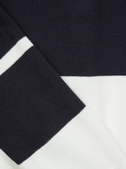 Mornarsko modra/bela - Reiss Tokyo Colour-Block Half-Zip Polo Shirt - Slika 5 iz 5