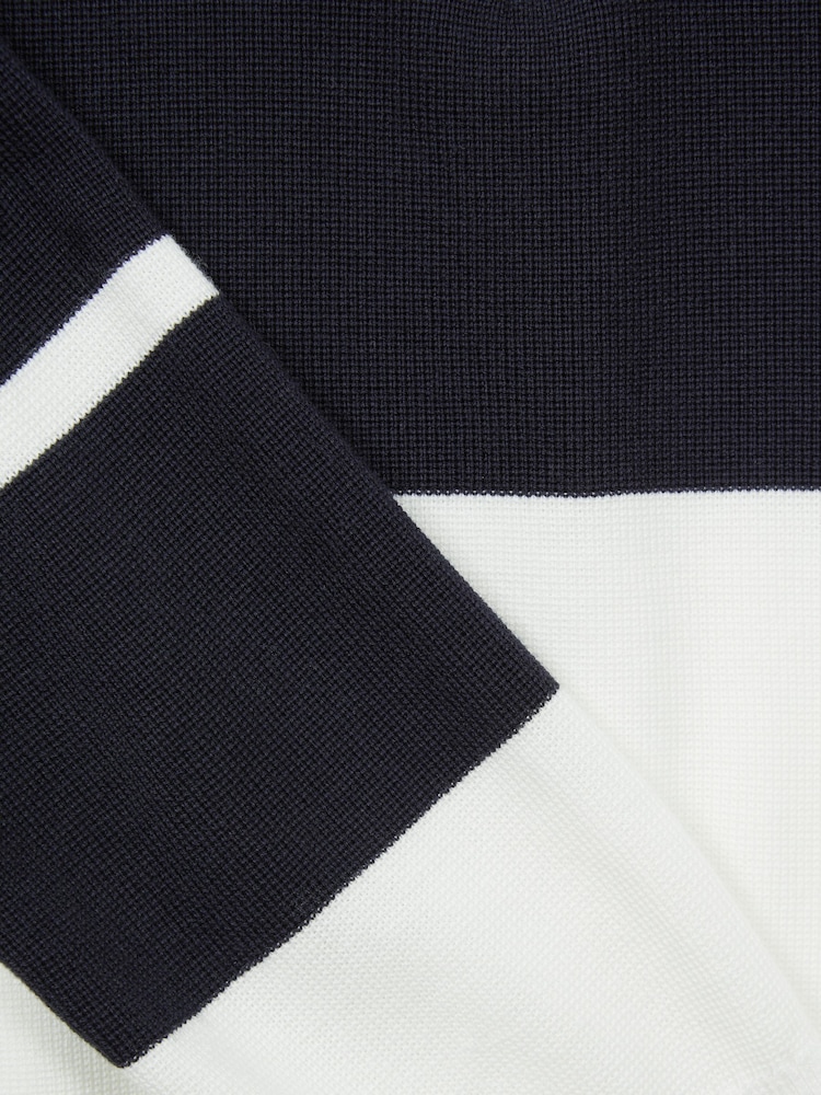 Mornarsko modra/bela - Reiss Tokyo Colour-Block Half-Zip Polo Shirt - Slika 5 iz 5