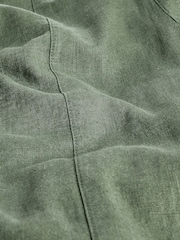 Khaki Green Linen Blend Utility Cargo Belted Jumpsuit - Image 6 of 6