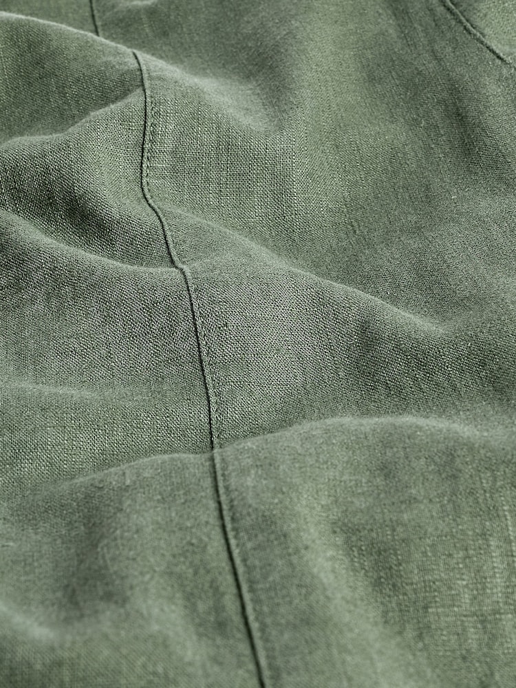Khaki Green Linen Blend Utility Cargo Belted Jumpsuit - Image 6 of 6