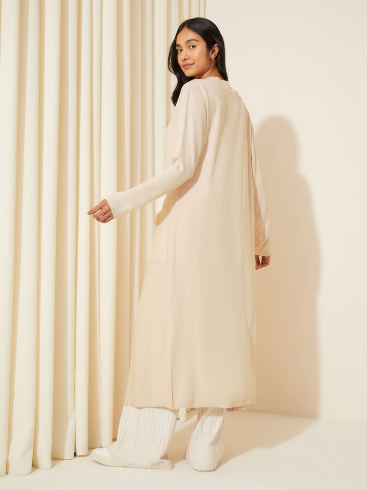 Friends Like These Cream Cosy Long Sleeve Maxi Cardigan - Image 2 of 4 Friends Like These Cream Cosy Long Sleeve Maxi Cardigan - Image 2 of 4