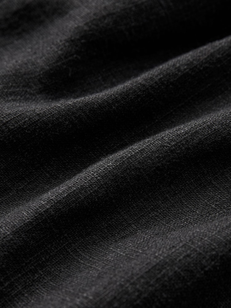 Black Linen Blend Shirred Playsuit - Image 6 of 6