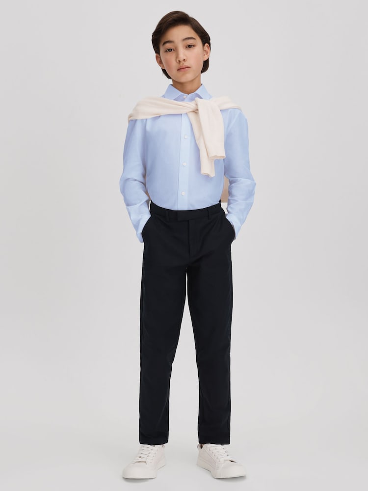 Reiss Soft Blue Remote 13-14 yrs Slim Fit Cotton Shirt - Image 2 of 4