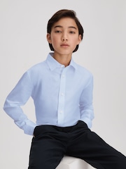 Reiss Soft Blue Remote 13-14 yrs Slim Fit Cotton Shirt - Image 3 of 4