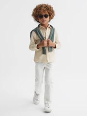 Reiss White Albion 13-14 yrs Corduroy Cutaway Collar Shirt - Image 1 of 6