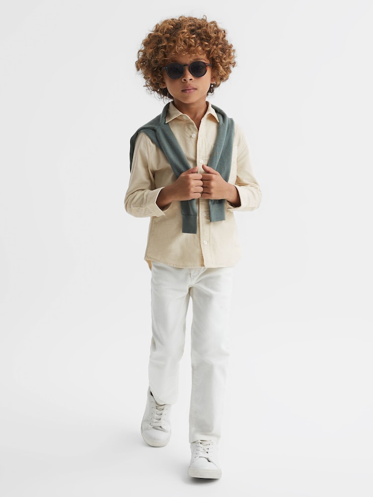 Reiss White Albion 13-14 yrs Corduroy Cutaway Collar Shirt - Image 1 of 6