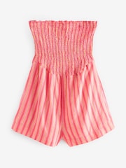 Pink Linen Blend Shirred Playsuit - Image 5 of 6