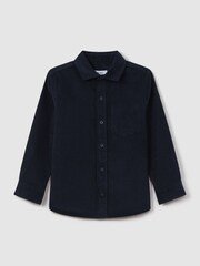 Reiss Navy Albion Teen Corduroy Cutaway Collar Shirt - Image 2 of 6