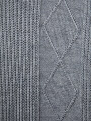 Reiss Soft Grey Melange Malik Teen Knitted Open-Collar Top - Image 6 of 6