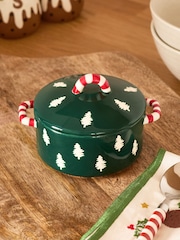 Green Christmas Tree Nibble Bowl with Lid - Image 1 of 4
