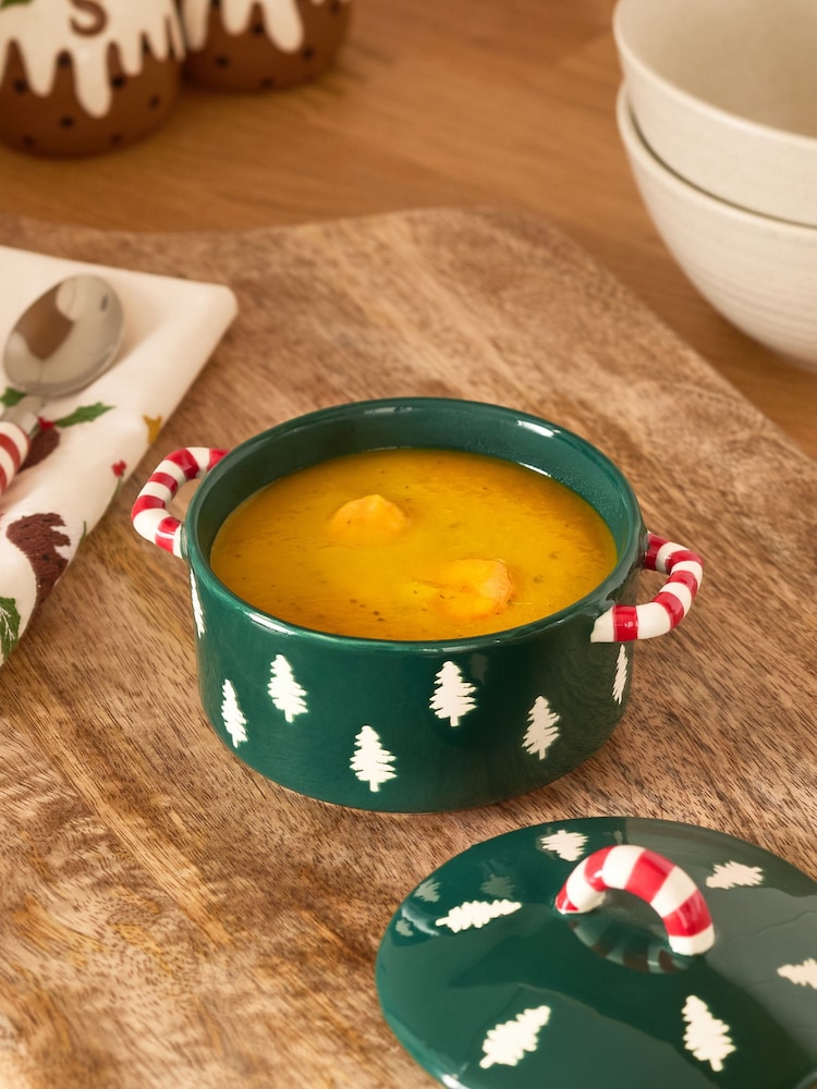 Green Christmas Tree Nibble Bowl with Lid - Image 2 of 4