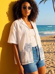 Roman Blue Palm Embroidered Shirt - Image 1 of 5