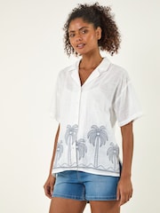 Roman Blue Palm Embroidered Shirt - Image 2 of 5