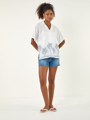 Roman Blue Palm Embroidered Shirt - Image 3 of 5
