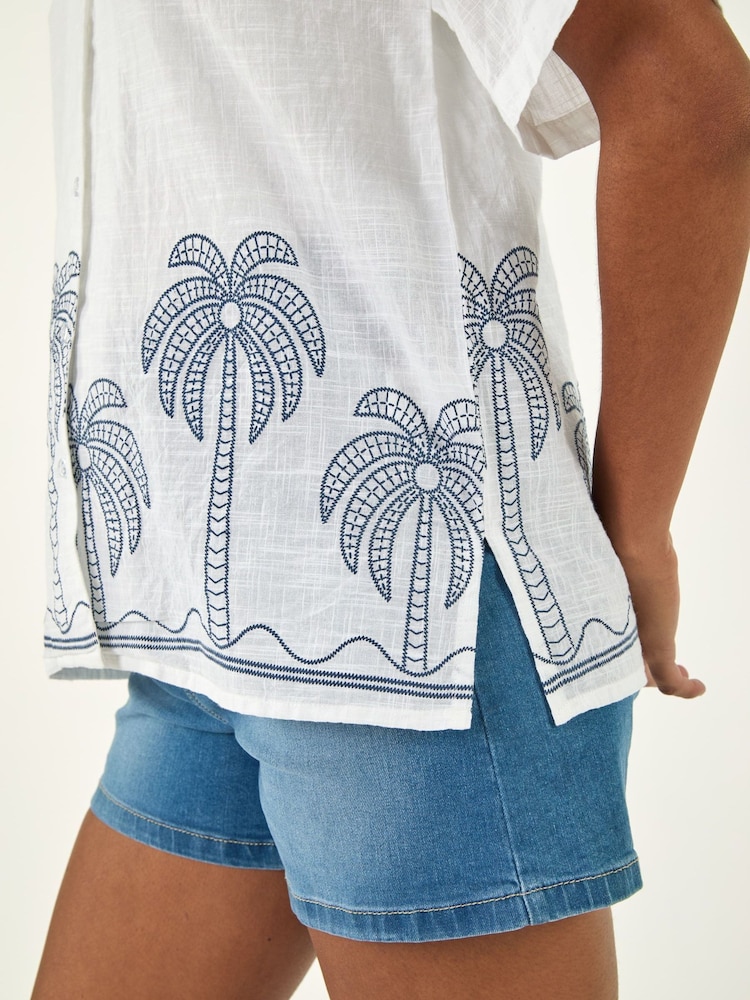 Roman Blue Palm Embroidered Shirt - Image 5 of 5
