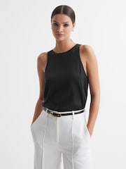 Reiss Black Gene Silk Front Vest - Image 1 of 5