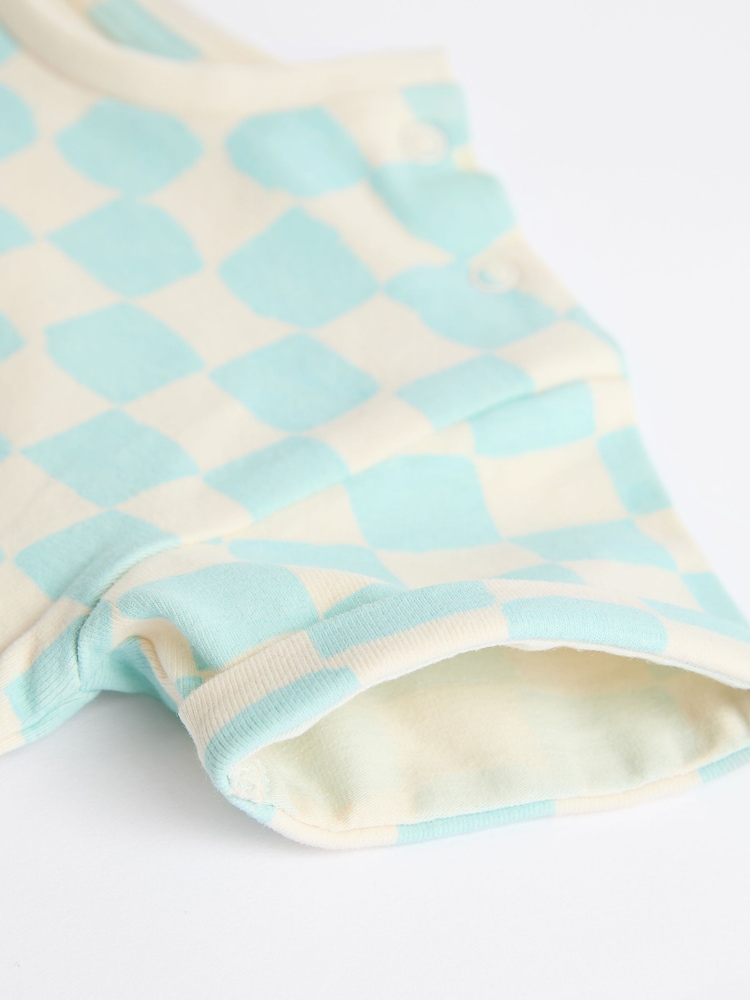 Multi Checkerboard Baby Jersey 100% Cotton Rompers 3 Pack - Image 10 of 10