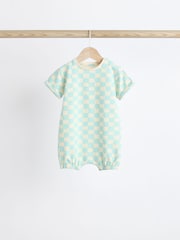 Multi Checkerboard Baby Jersey 100% Cotton Rompers 3 Pack - Image 4 of 10