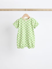 Multi Checkerboard Baby Jersey 100% Cotton Rompers 3 Pack - Image 5 of 10