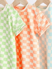 Multi Checkerboard Baby Jersey 100% Cotton Rompers 3 Pack - Image 6 of 10