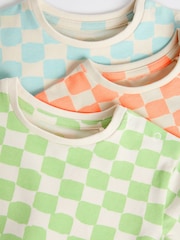 Multi Checkerboard Baby Jersey 100% Cotton Rompers 3 Pack - Image 7 of 10