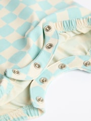 Multi Checkerboard Baby Jersey 100% Cotton Rompers 3 Pack - Image 9 of 10