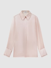 Reiss Nude Irina Silk Button-Through Shirt - Image 2 of 6
