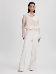 Reiss Nude Irina Silk Button-Through Shirt - Image 3 of 6
